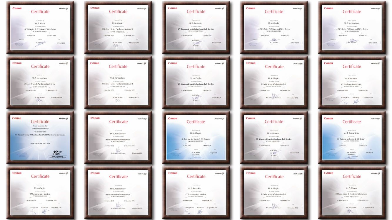 Canon (ex Toshiba) certificates