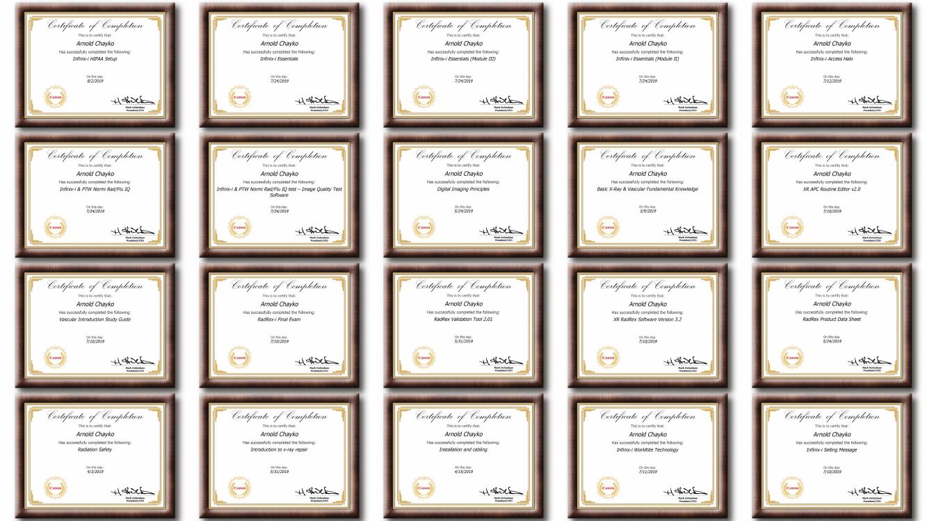 Canon (ex Toshiba) certificates
