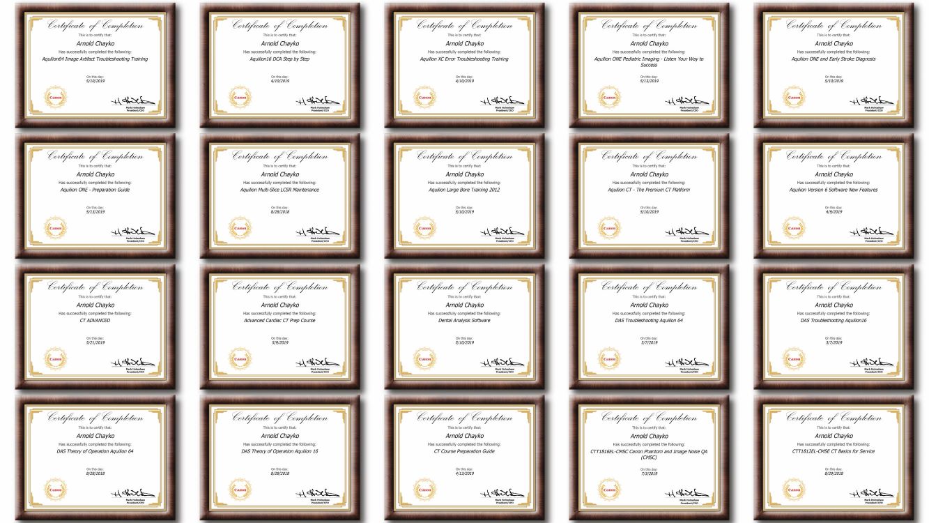 Canon (ex Toshiba) certificates