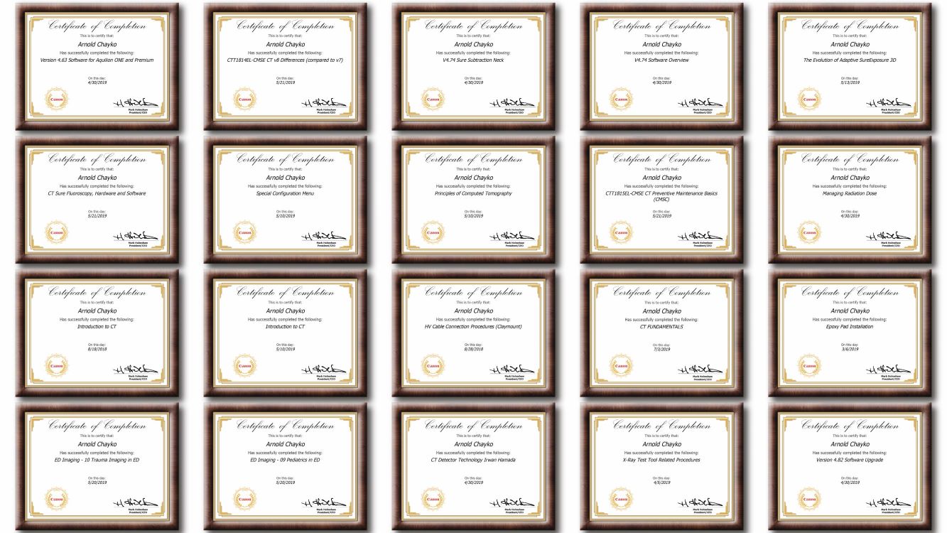 Canon (ex Toshiba) certificates