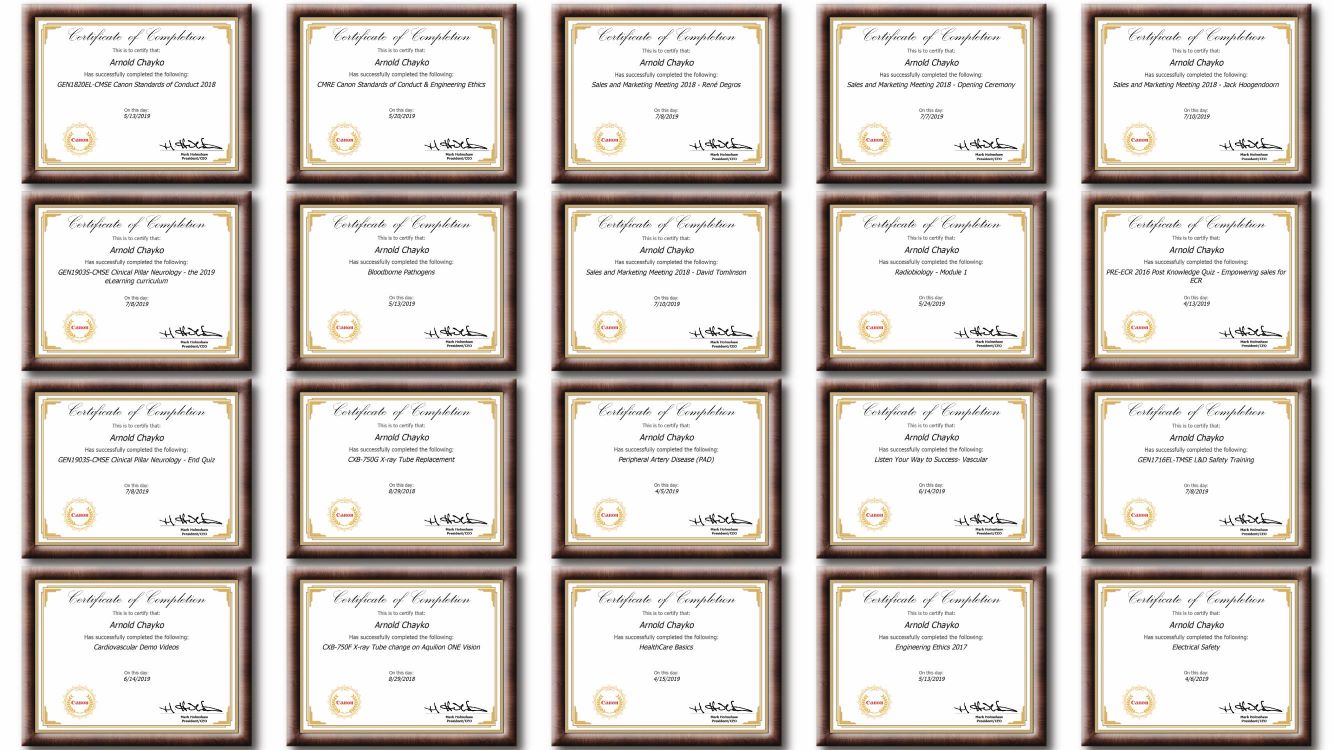 Canon (ex Toshiba) certificates