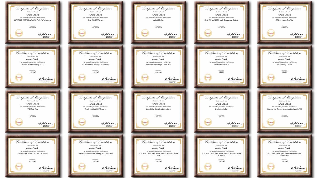 Canon (ex Toshiba) certificates