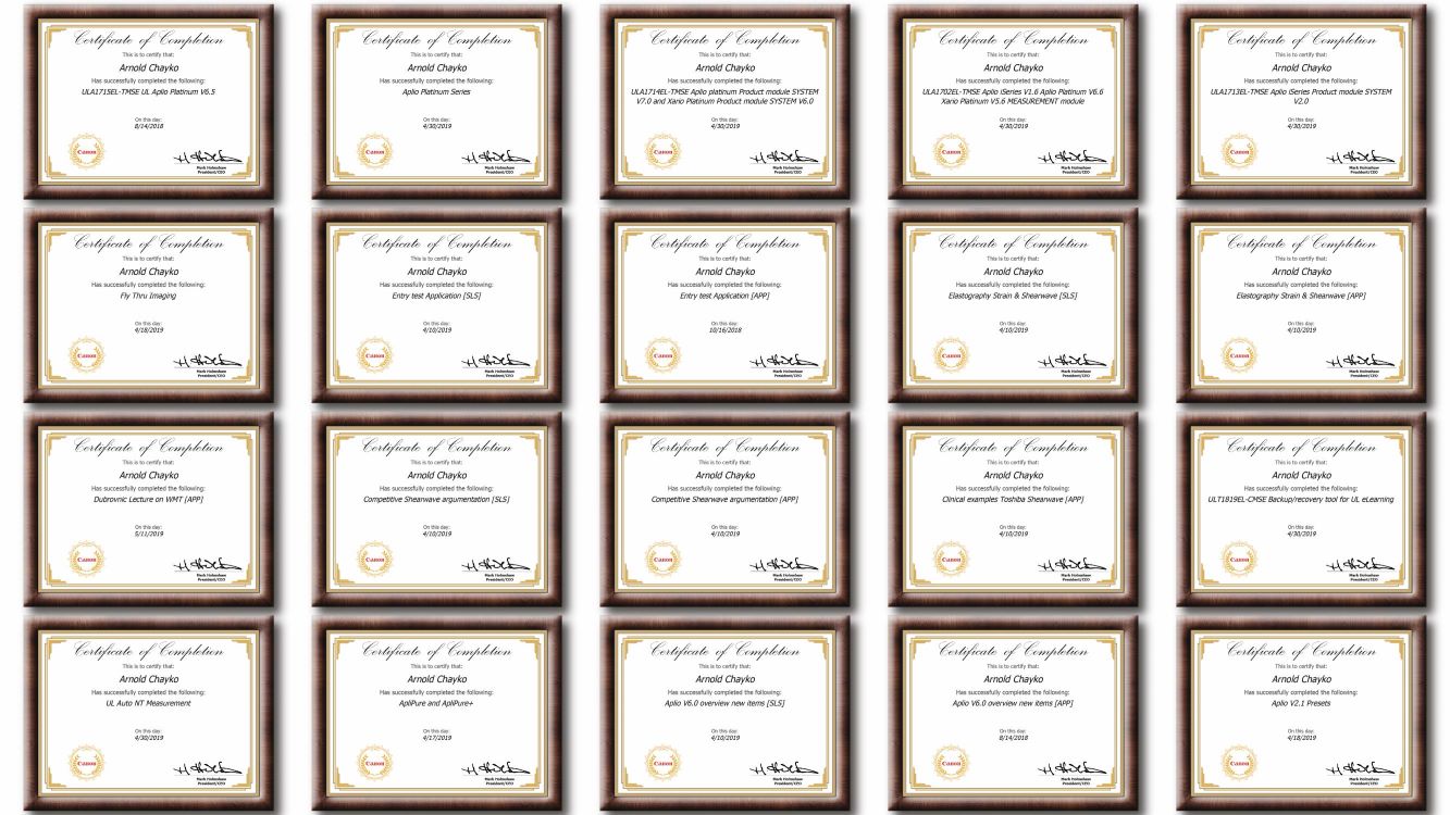 Canon (ex Toshiba) certificates