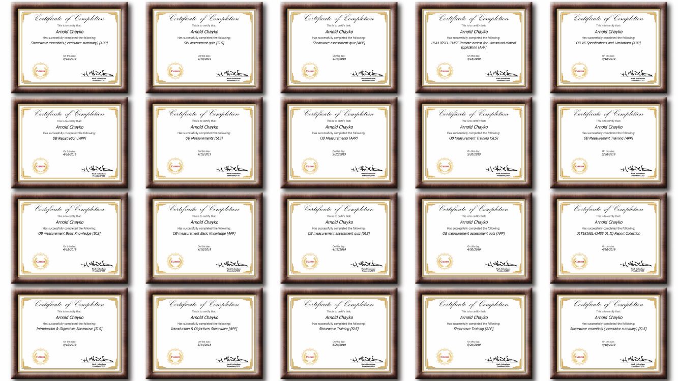 Canon (ex Toshiba) certificates
