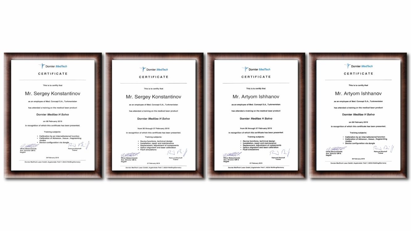 Dornier certificates