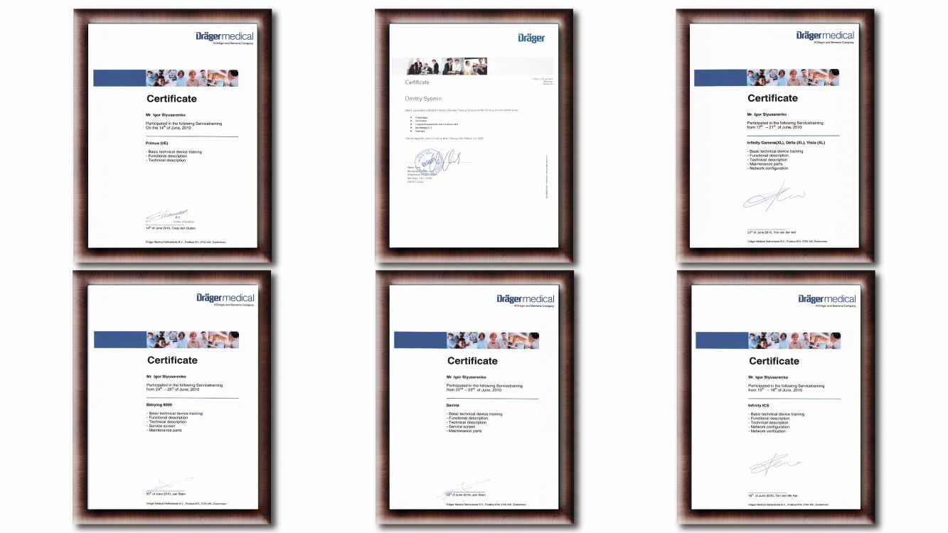 Dräger certificates