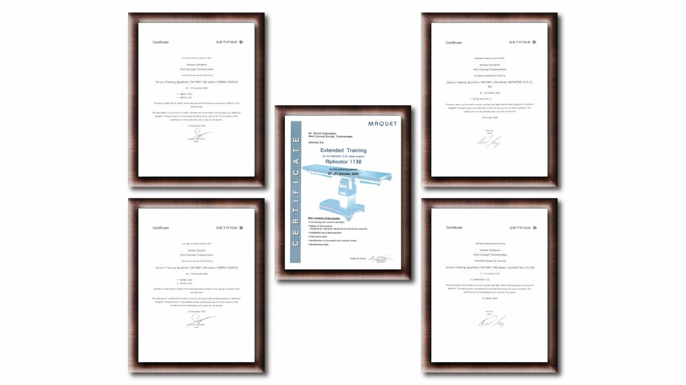 Maquet certificates
