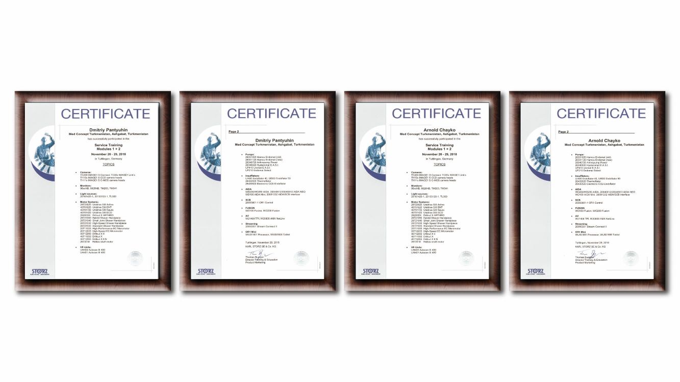 Karl Storz certificates
