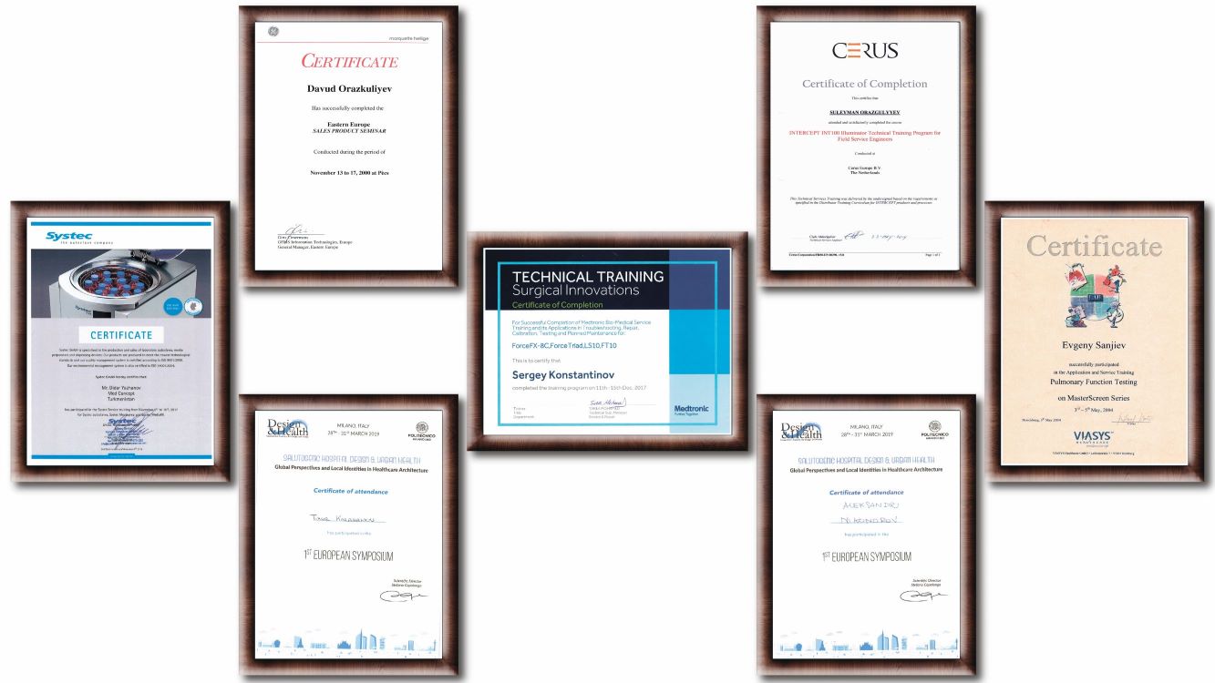 Cerus, Systec, Medtronic, Viasys, GE certificates